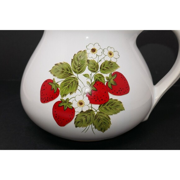 Nelson McCoy Pottery  1980s Strawberry Country Water Pitcher  #7515 USA - Picture 2 of 10